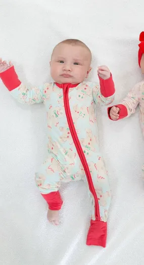 Sweet Bay Clothing - Blue Gingerbread Zipper Onesie