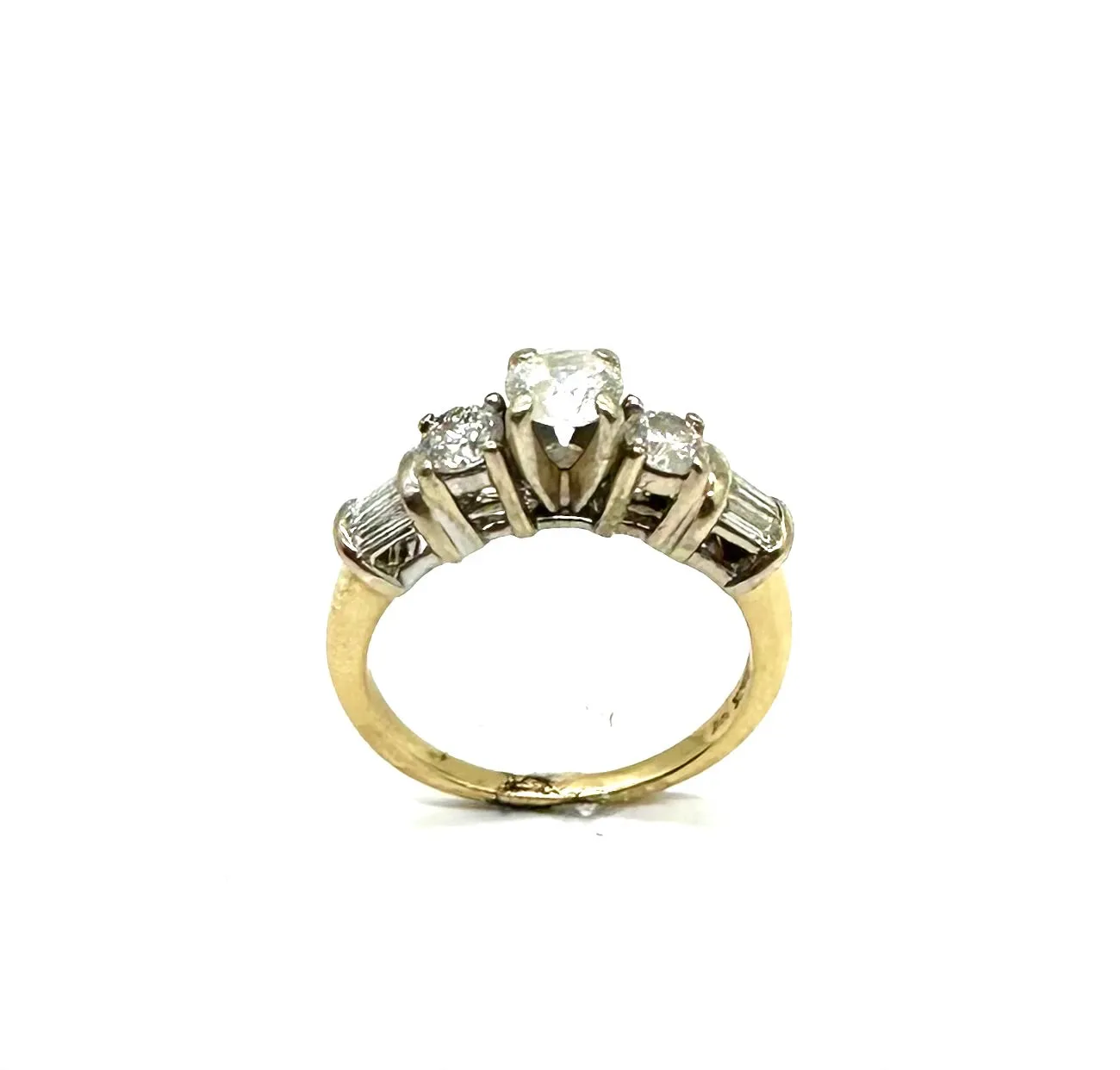 1 CTW Round and Baguette Diamond Ring