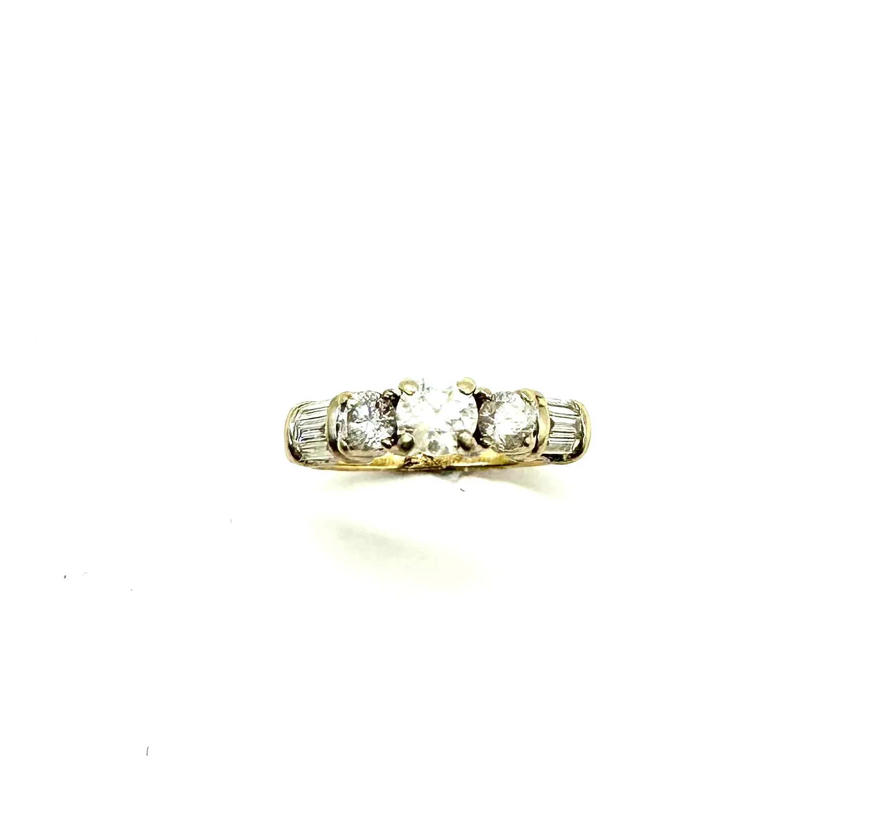 1 CTW Round and Baguette Diamond Ring