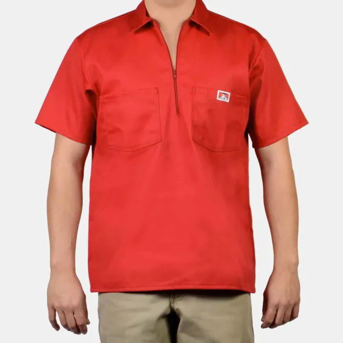 1/2 Zipper Short Sleeve - Red