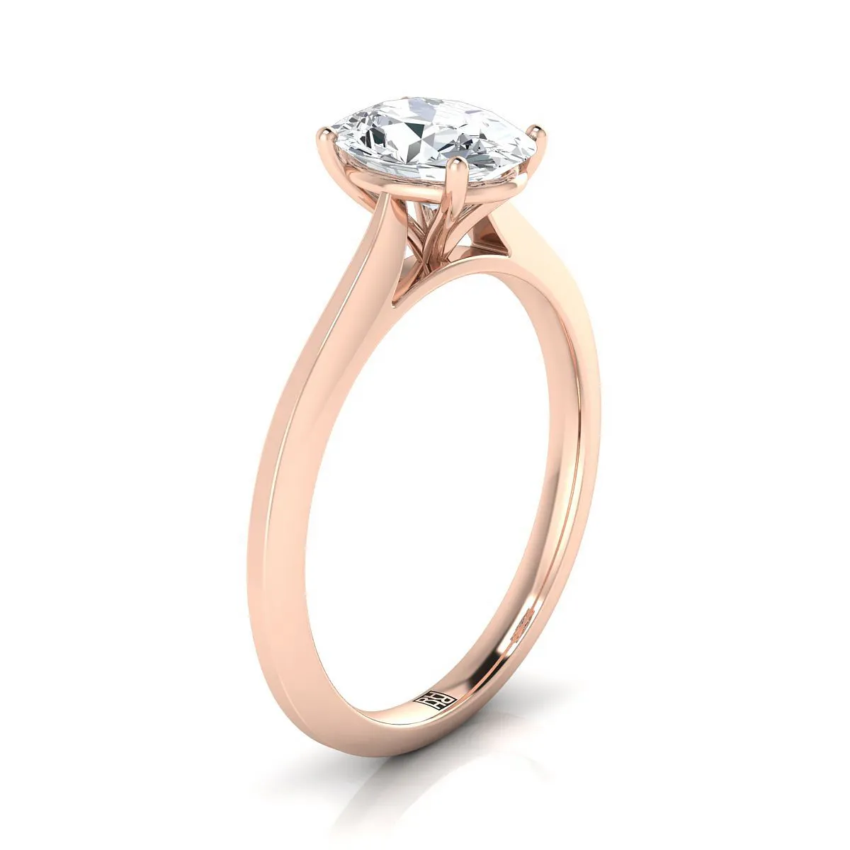 14K Rose Gold Oval  Timeless Solitaire Comfort Fit Engagement Ring