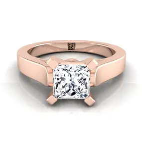 14K Rose Gold Princess Cut  Cathedral Style Solitaire Engagement Ring