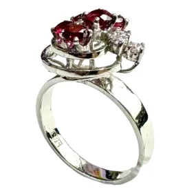 14K White Gold Ruby Diamond Lady Ring