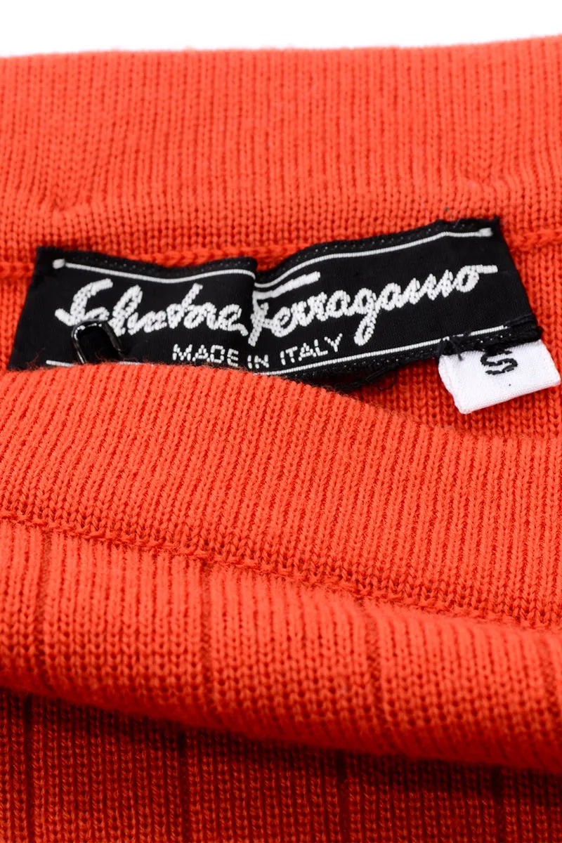 1970's Salvatore Ferragamo Orange Stretch Pencil Skirt