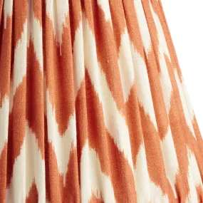 25cm empire gathered lampshade in orange printed linen ikat