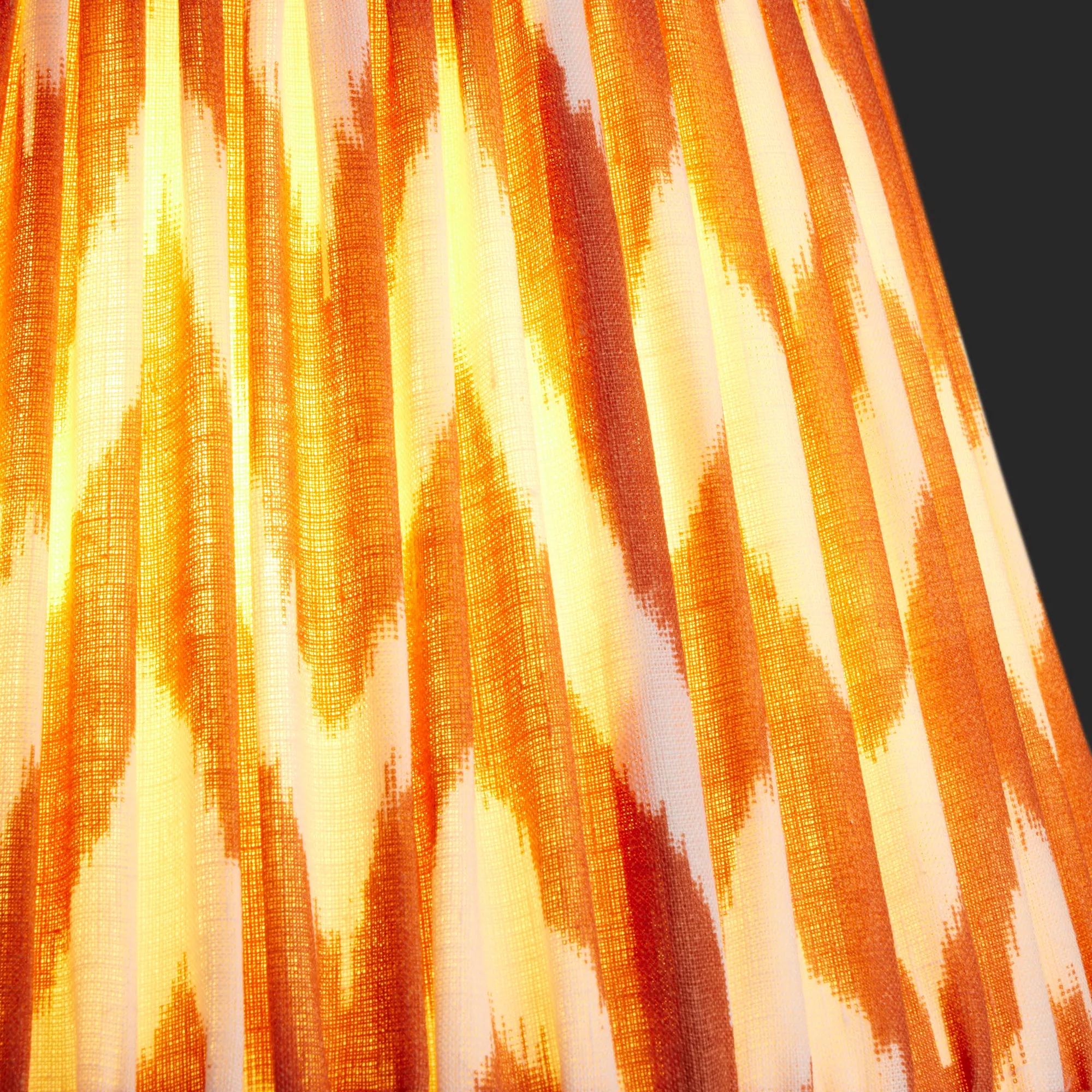 25cm empire gathered lampshade in orange printed linen ikat