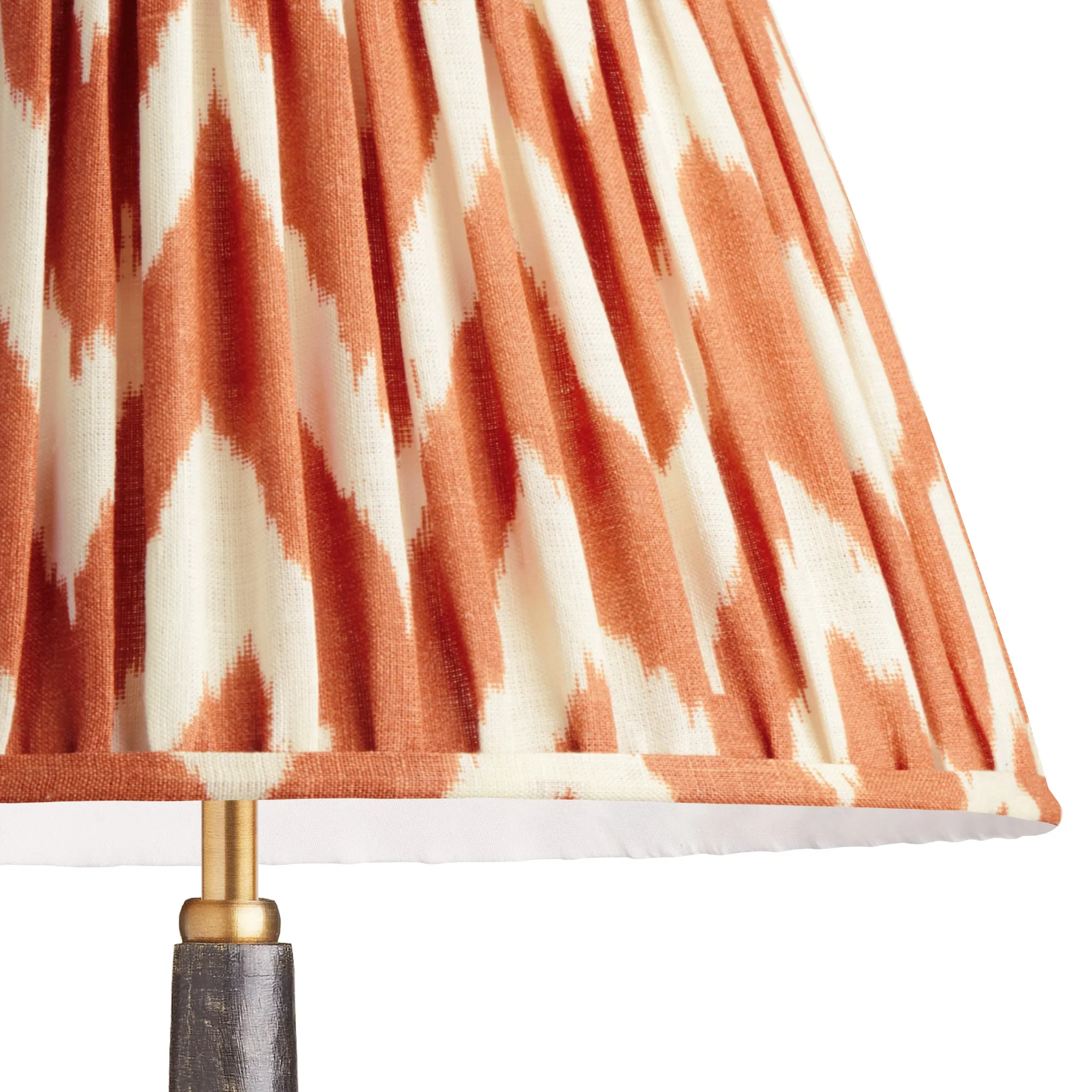 25cm empire gathered lampshade in orange printed linen ikat