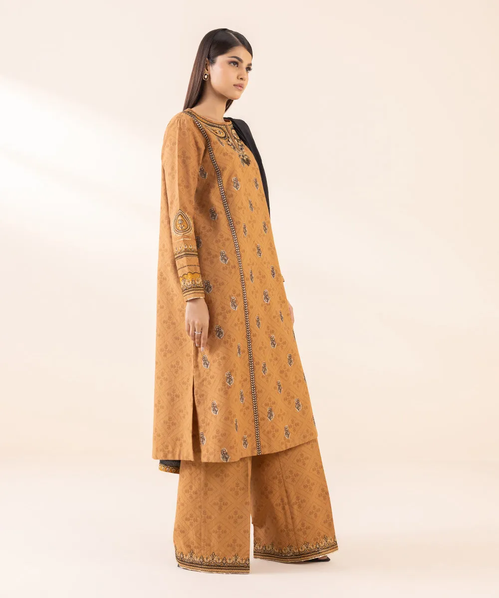 3 Piece - Embroidered Cotton Jacquard Suit