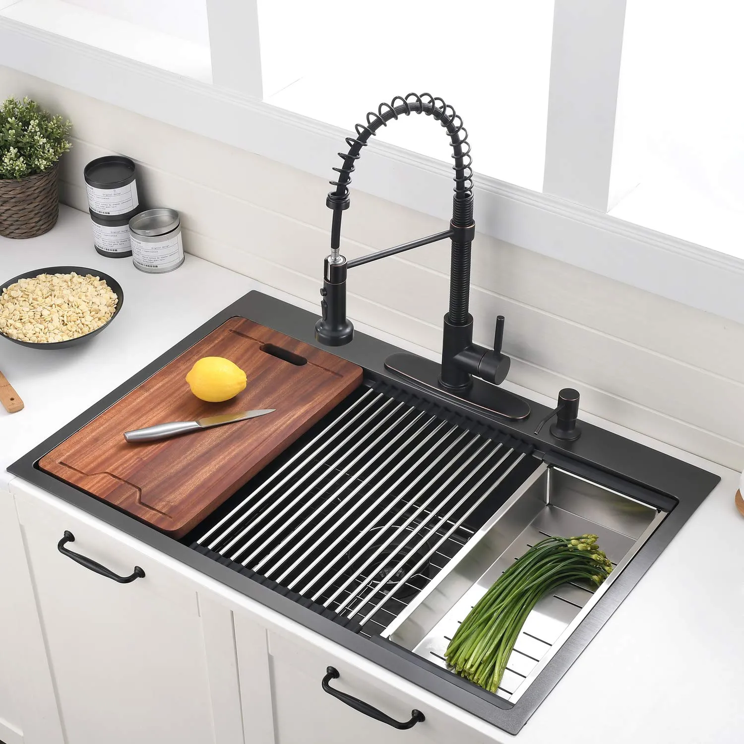 33x22-Inch Gunmetal Black Drop In Kitchen Sink