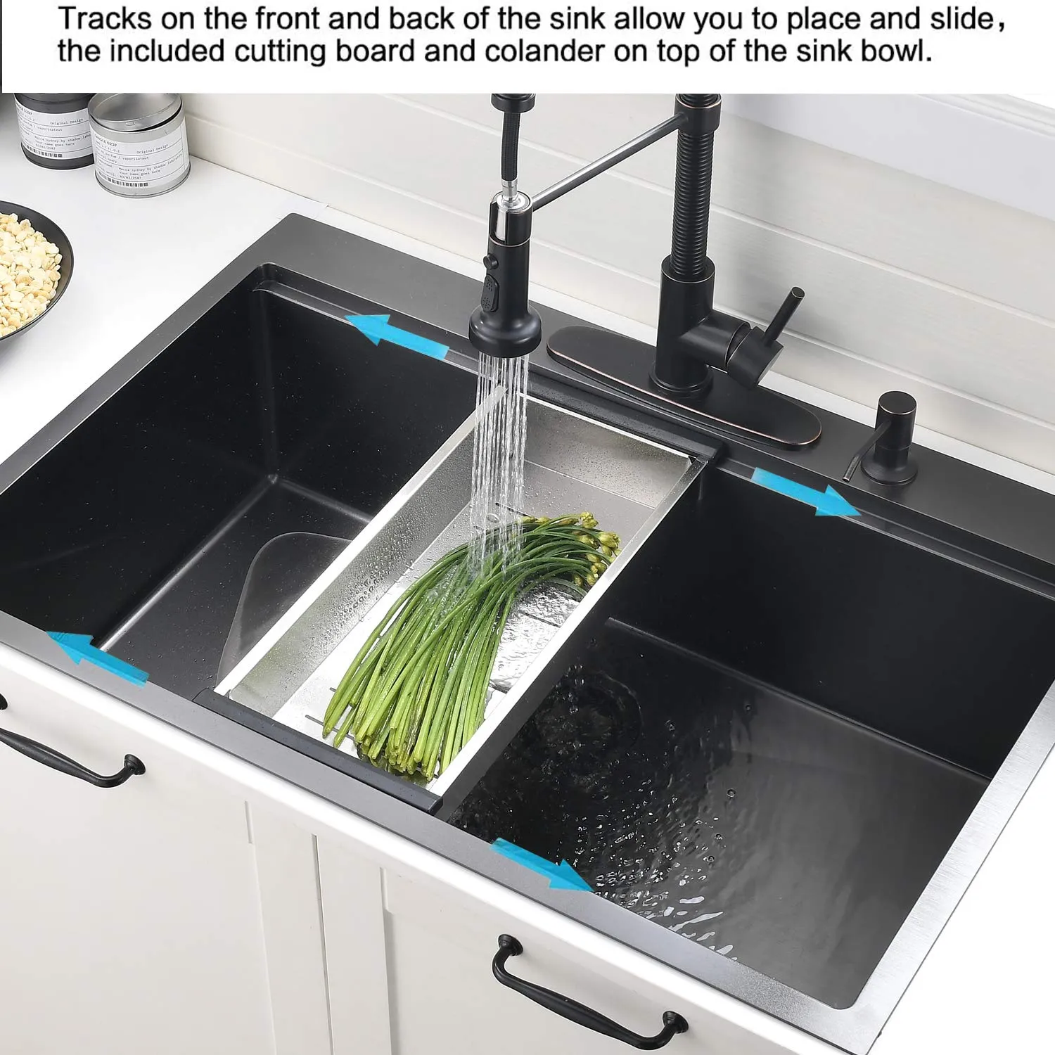 33x22-Inch Gunmetal Black Drop In Kitchen Sink