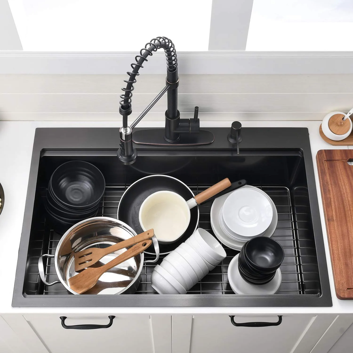 33x22-Inch Gunmetal Black Drop In Kitchen Sink