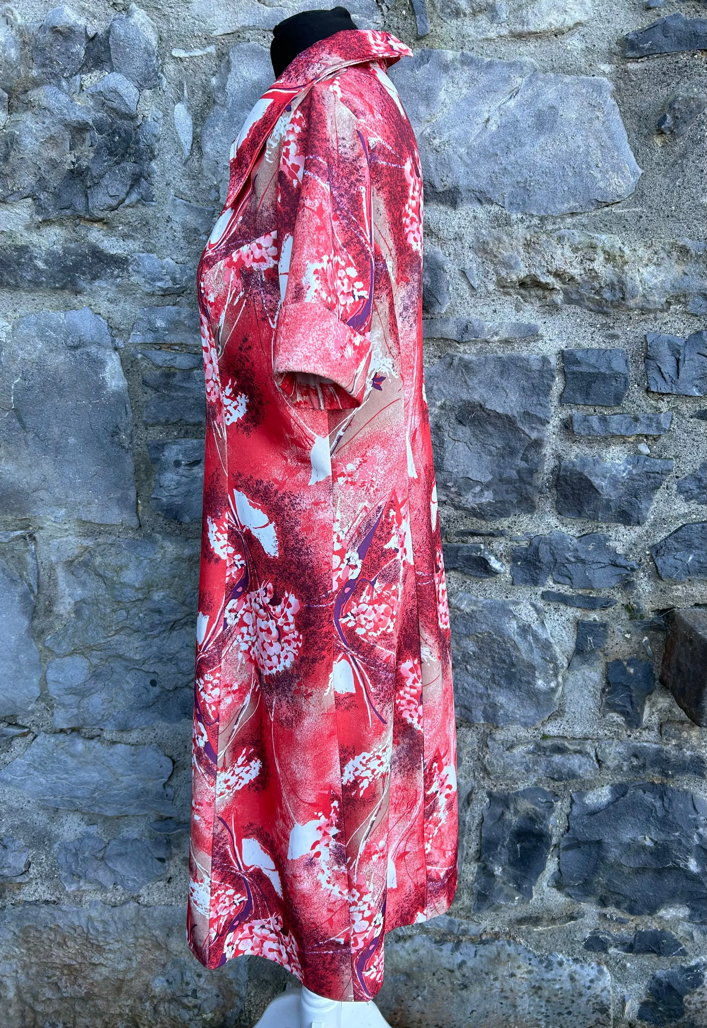 80s red floral dress uk 10-12