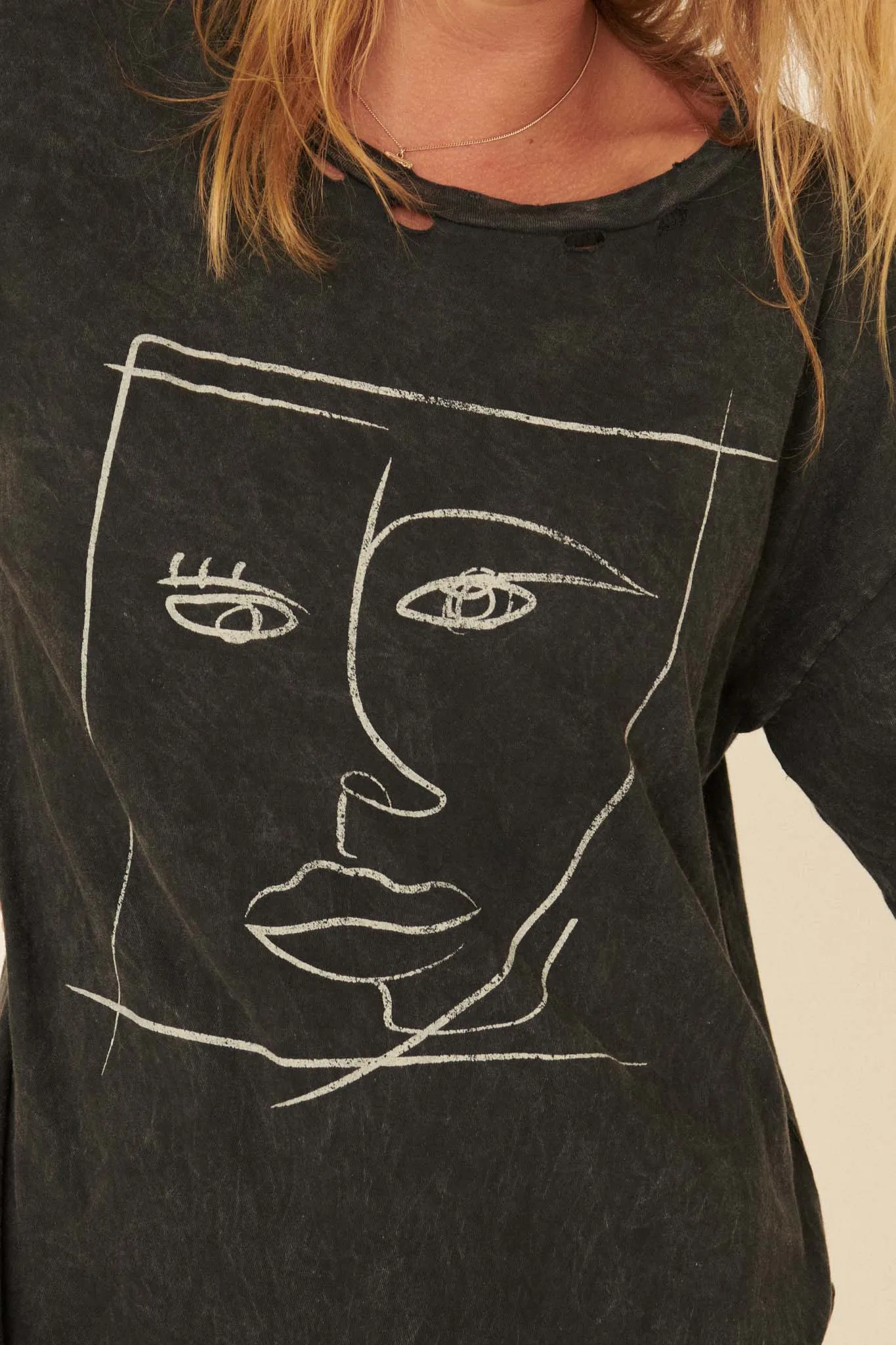 Abstract Art Portrait Distressed Graphic Tee