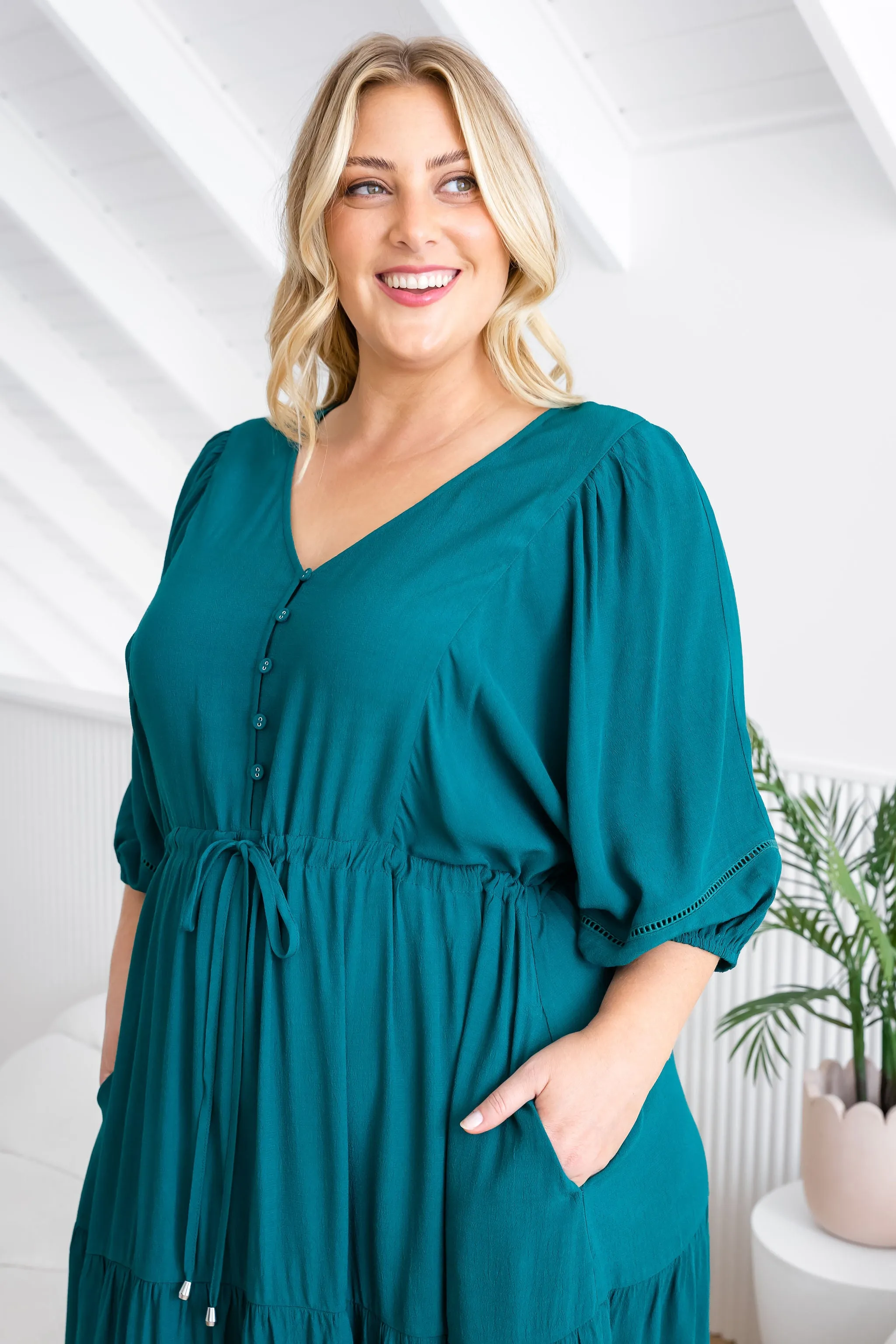 Addison Dress in Forest Green