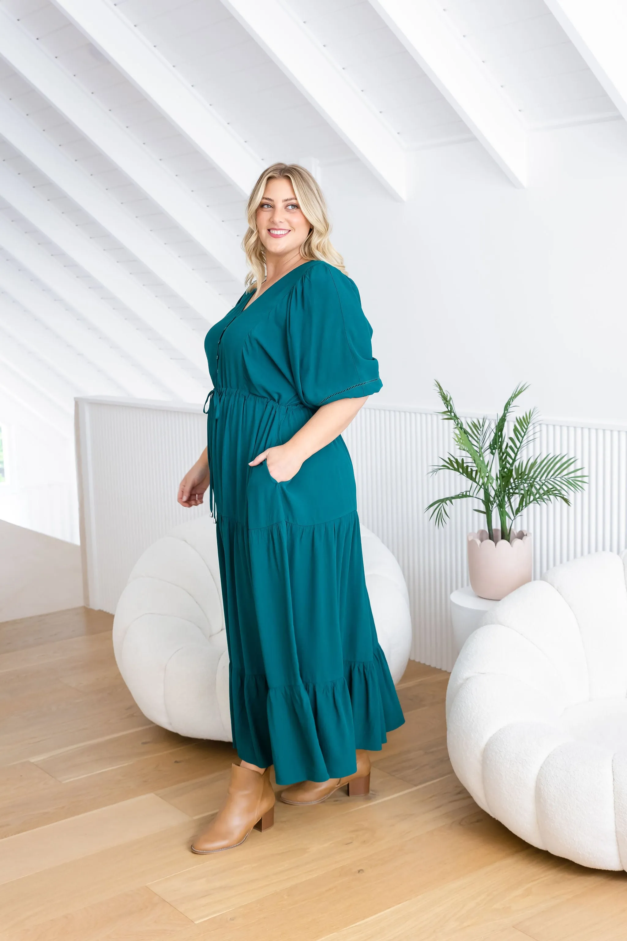 Addison Dress in Forest Green