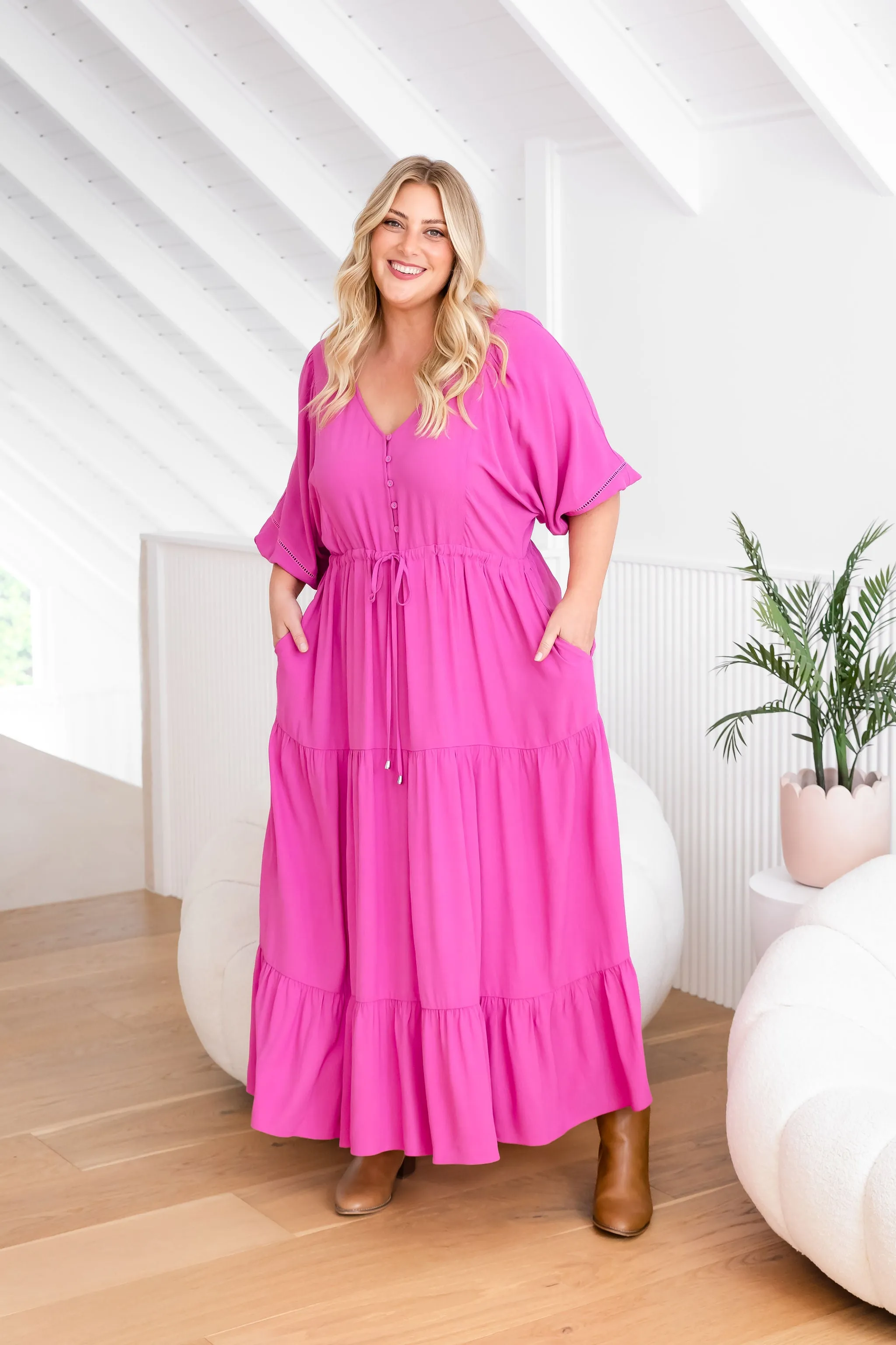 Addison Dress in Fuchsia Pink