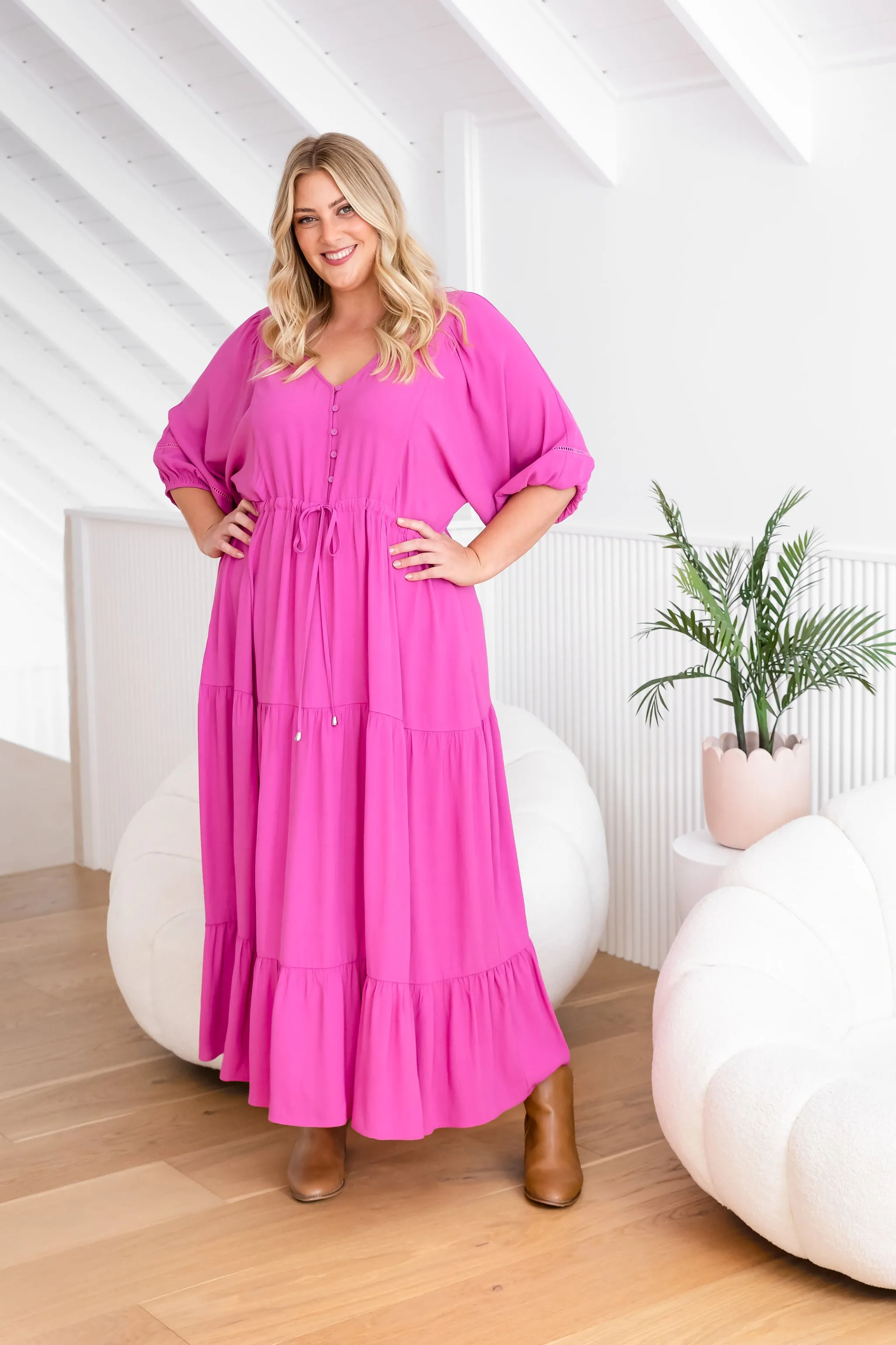 Addison Dress in Fuchsia Pink