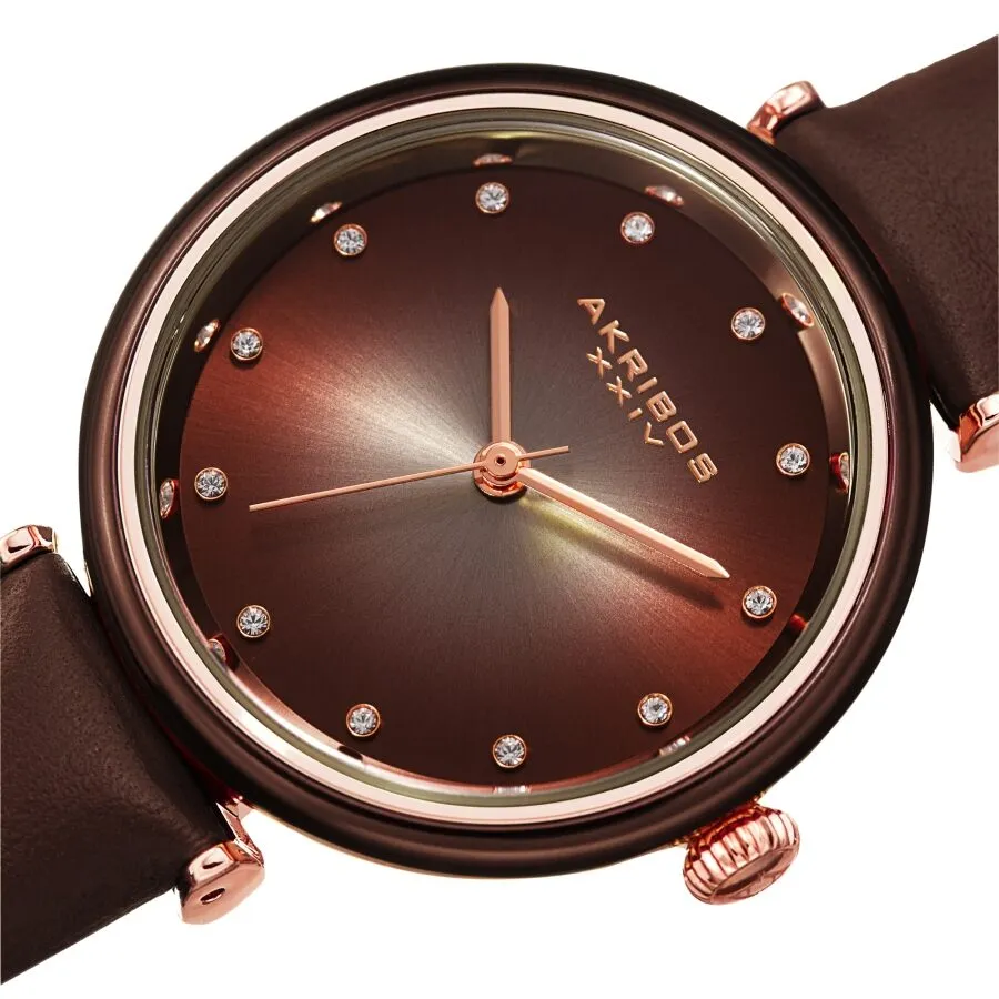 Akribos Xxiv Quartz Crystal Brown Dial Ladies Watch AK1035BR