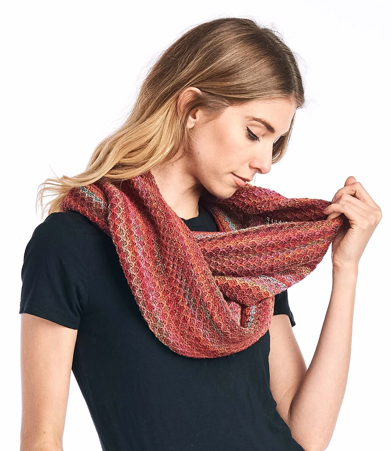 Alpaca Infinity Scarf - Printed - Saffron