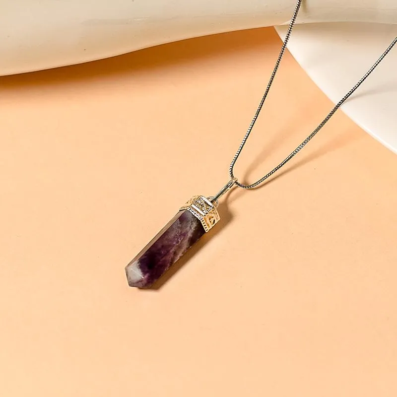 Amethyst Pencil Pendant Necklace for Peace