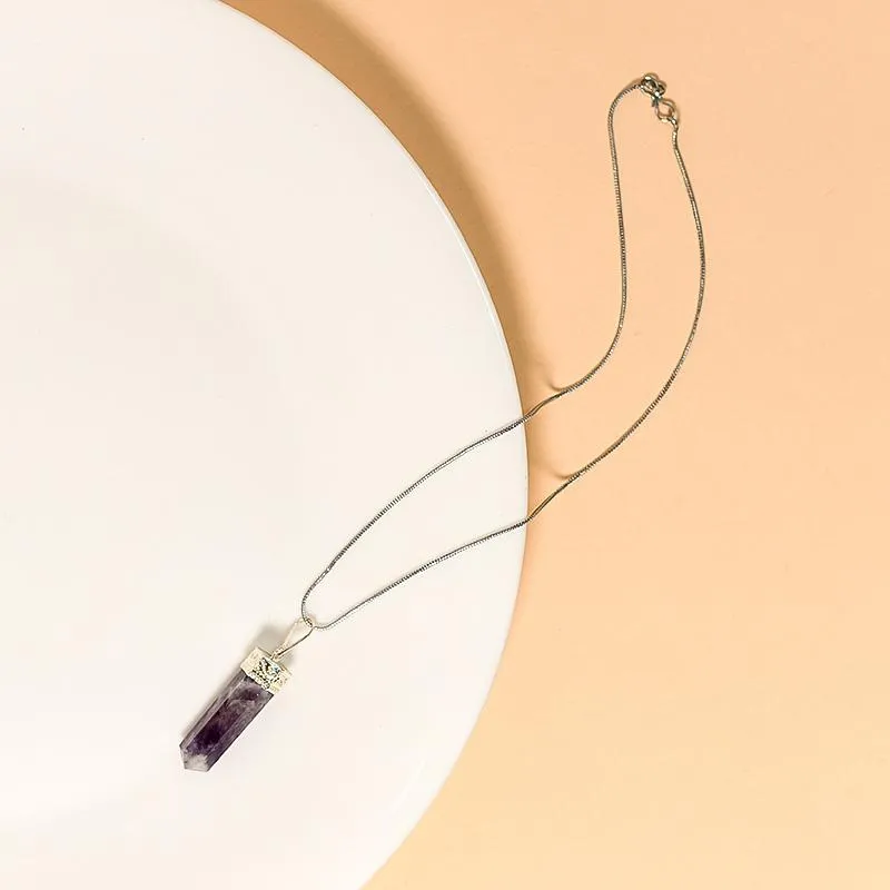 Amethyst Pencil Pendant Necklace for Peace