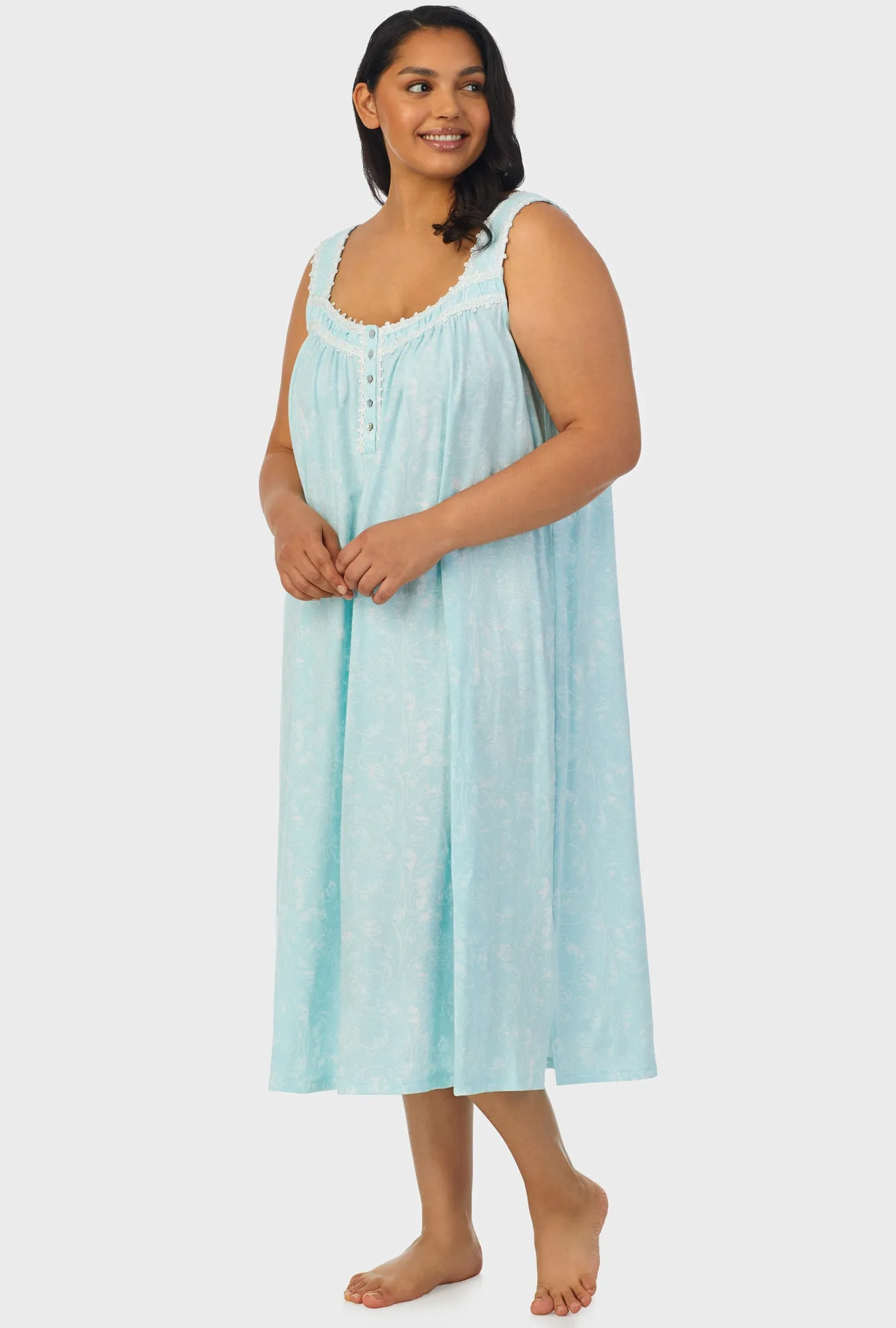 Aqua Scroll Sleeveless Ballet Gown