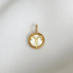 Aries Zodiac Mother of Pearl 14K Gold Vermeil Pendant