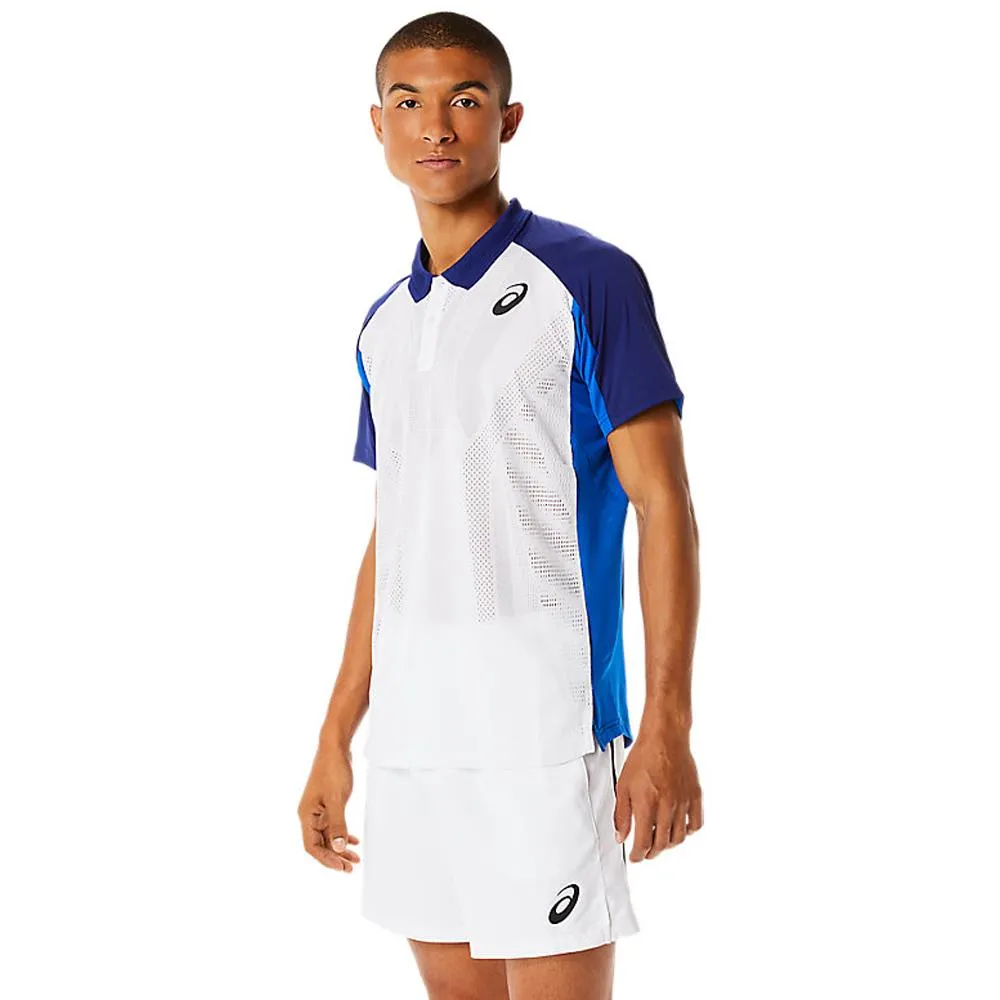 Asics Men's Match Actibreeze Polo - Brilliant White/Dive Blue