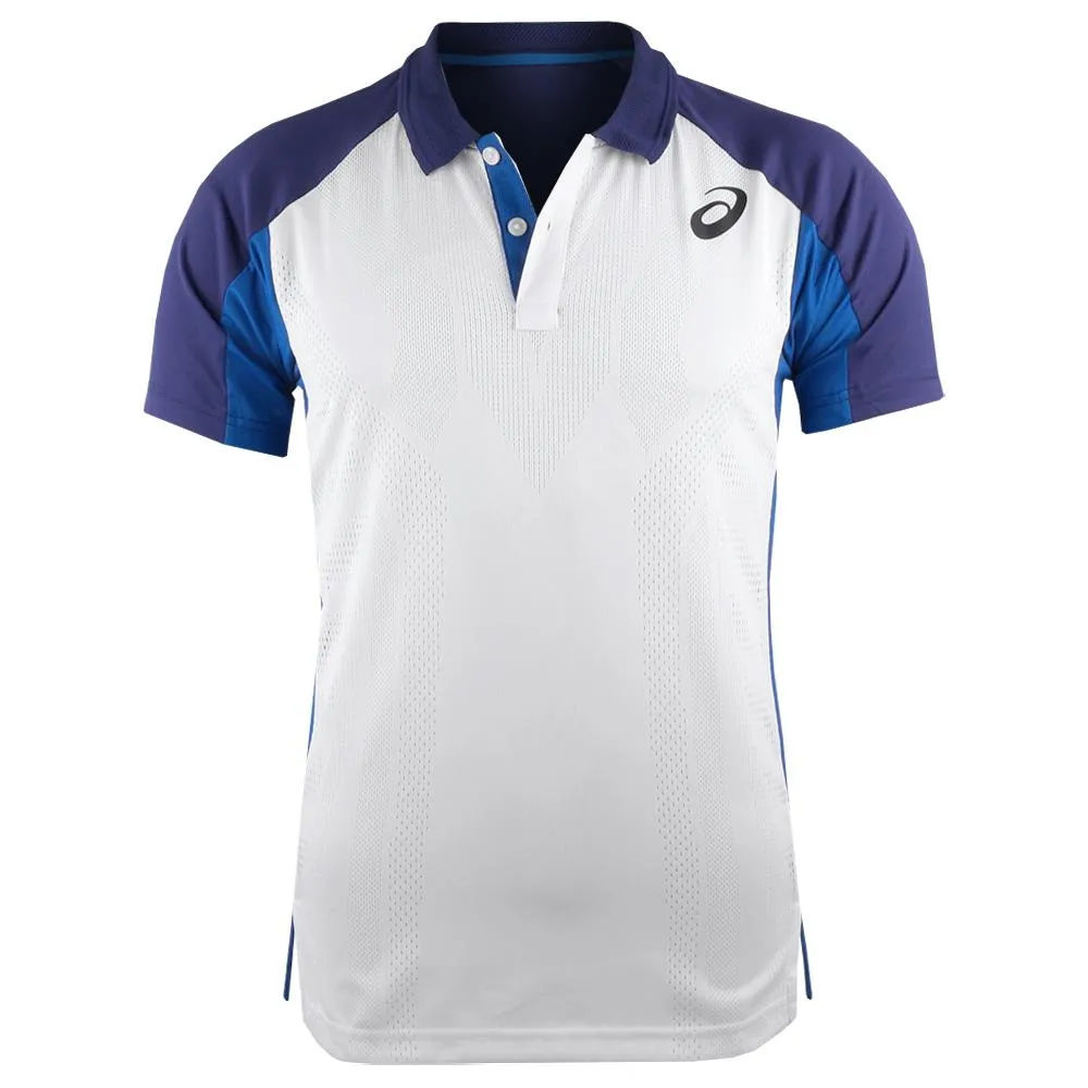 Asics Men's Match Actibreeze Polo - Brilliant White/Dive Blue