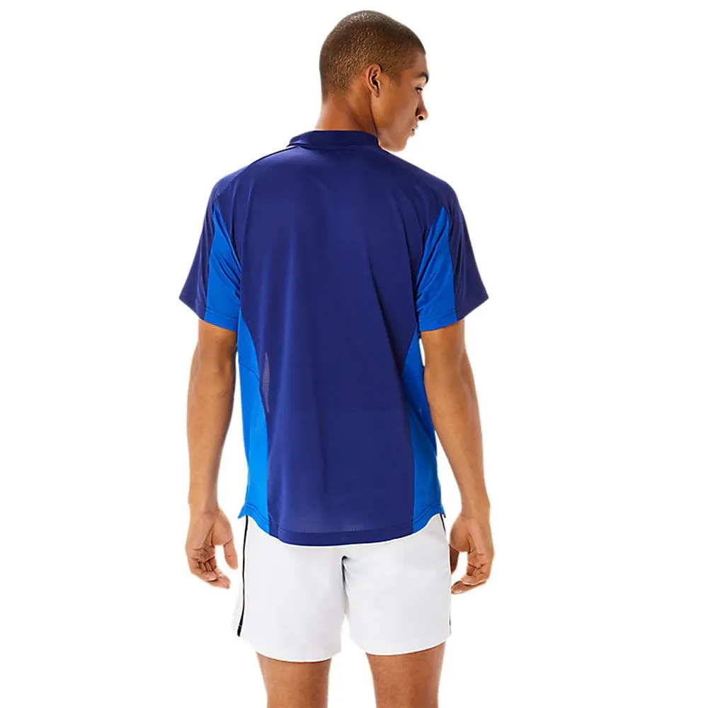 Asics Men's Match Actibreeze Polo - Brilliant White/Dive Blue