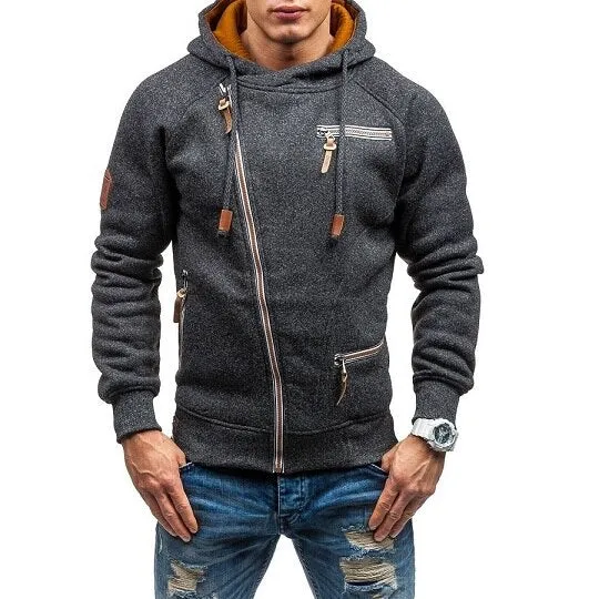 Autumn Winter Coat Oblique zipper Hoodies mens coats and jackets sportwear fitness Tracksuit fleece Jacket male Hoody Sweatshirt