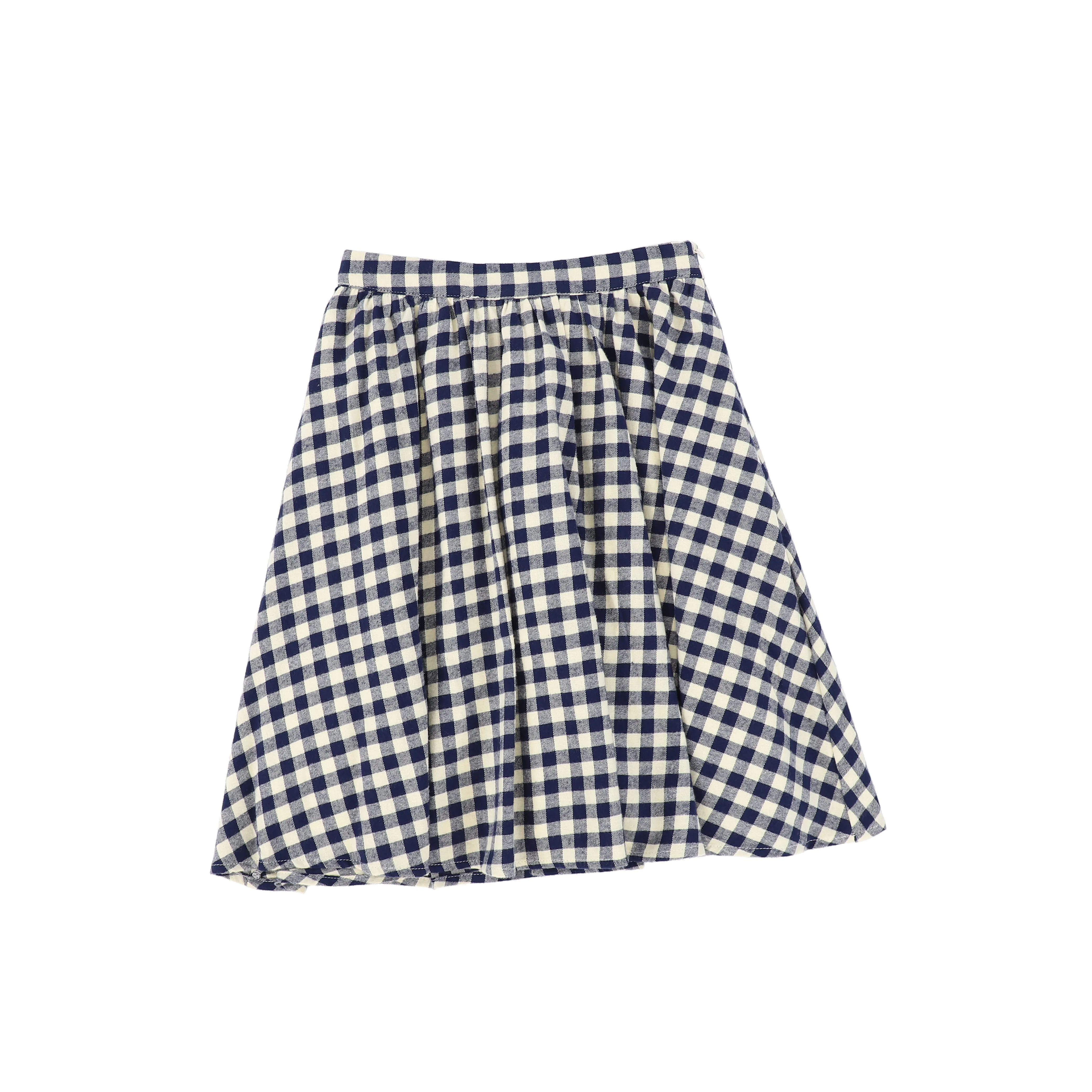 Bace Collection Navy Flannel Gingham Waisted Flare Skirt