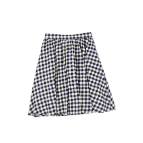 Bace Collection Navy Flannel Gingham Waisted Flare Skirt