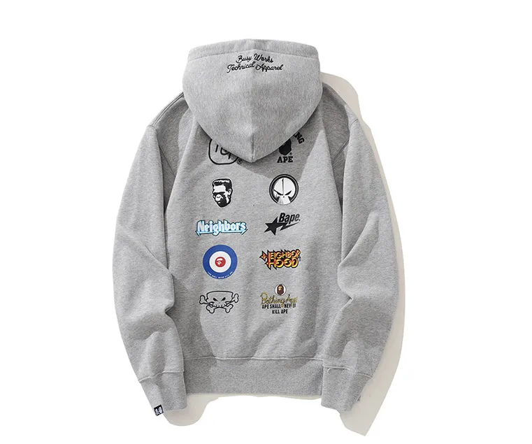 BAPE x Neighborhood Relaxed Fit Pullover Hoodie Grey