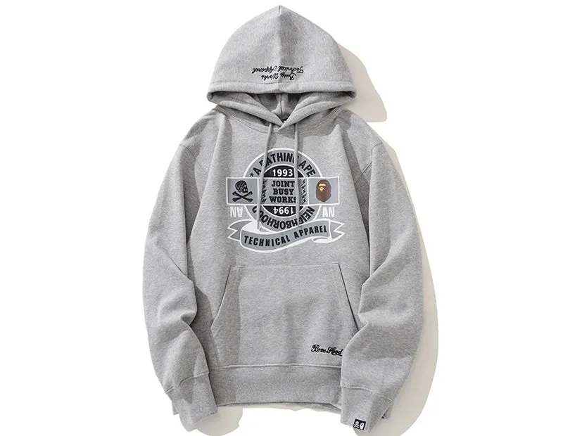 BAPE x Neighborhood Relaxed Fit Pullover Hoodie Grey