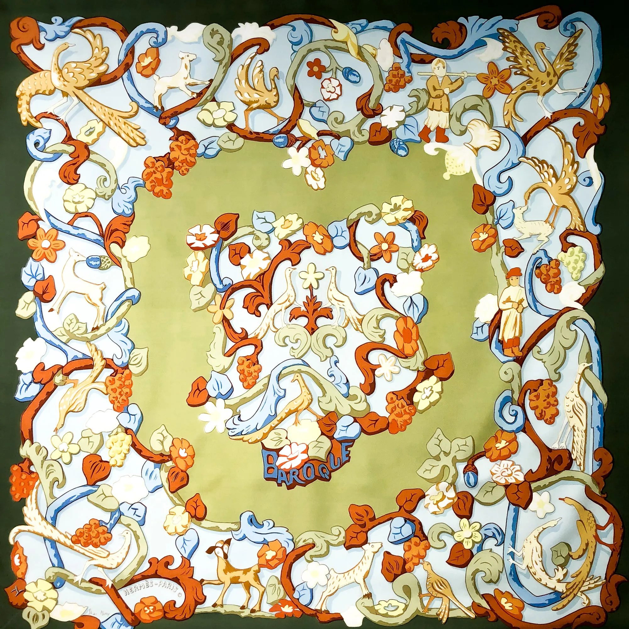 Baroque Hermes Scarf by Shan-Merry 90 cm Silk Twill - Rare