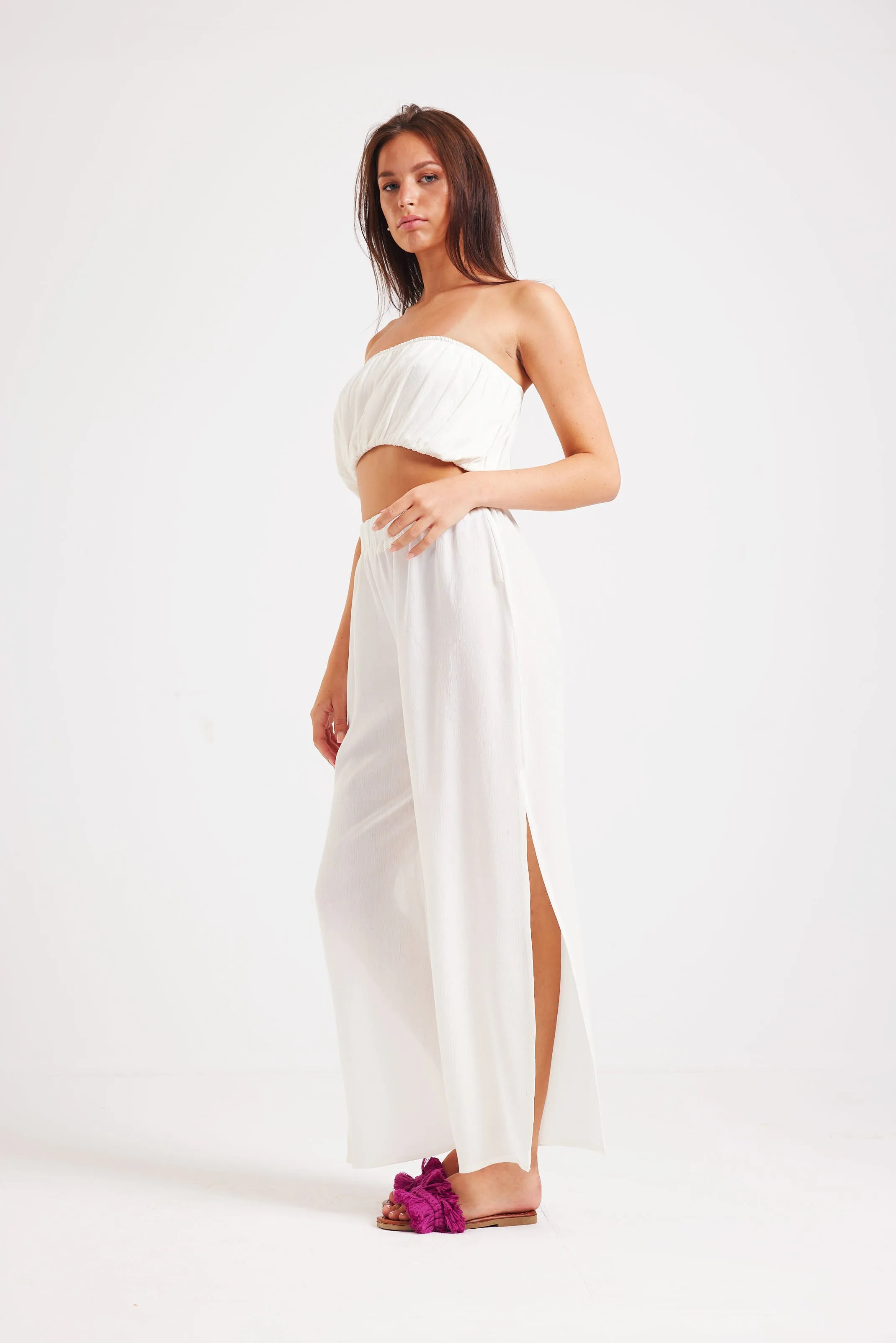 BEACH SIDE SLIT SET - WHITE