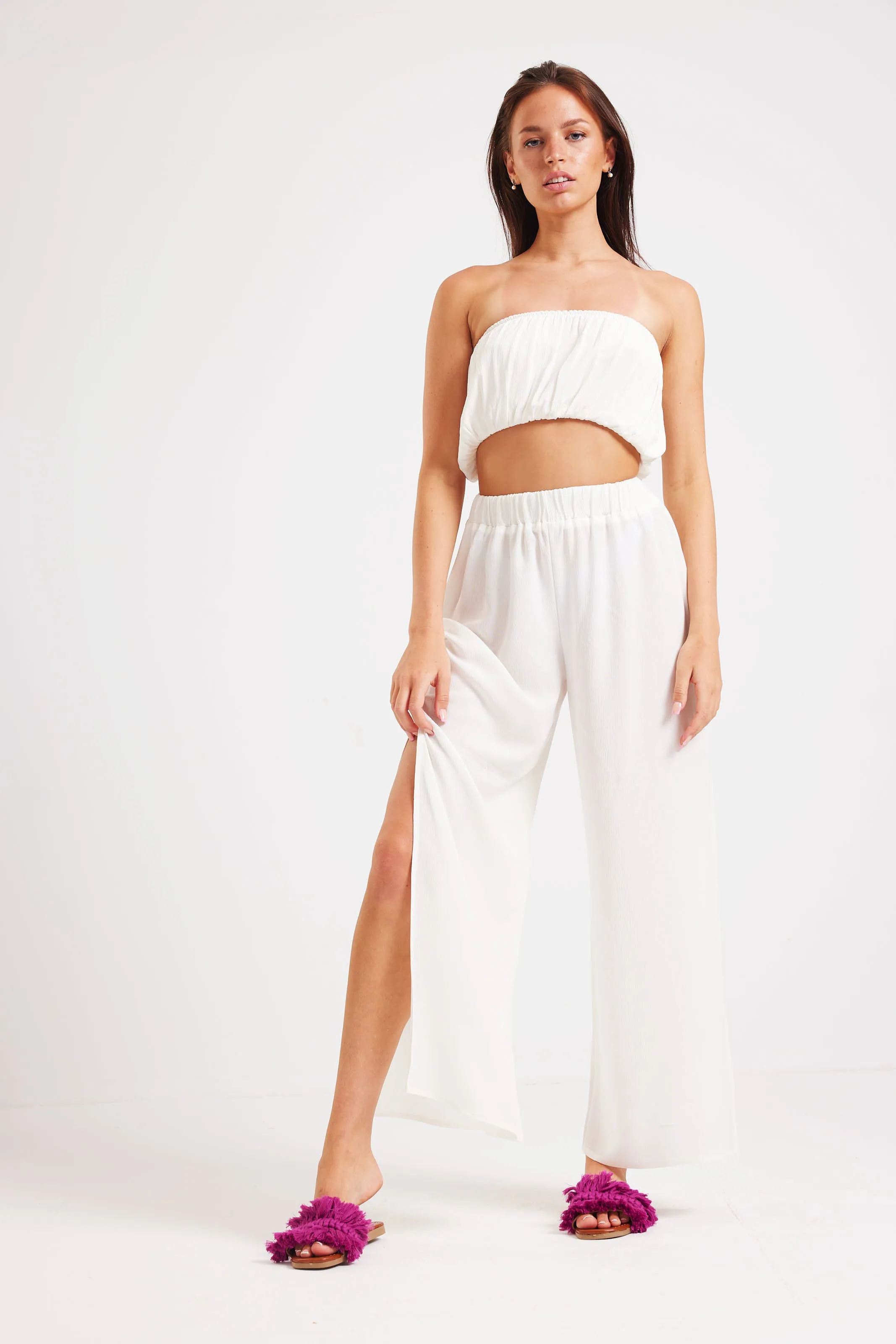 BEACH SIDE SLIT SET - WHITE