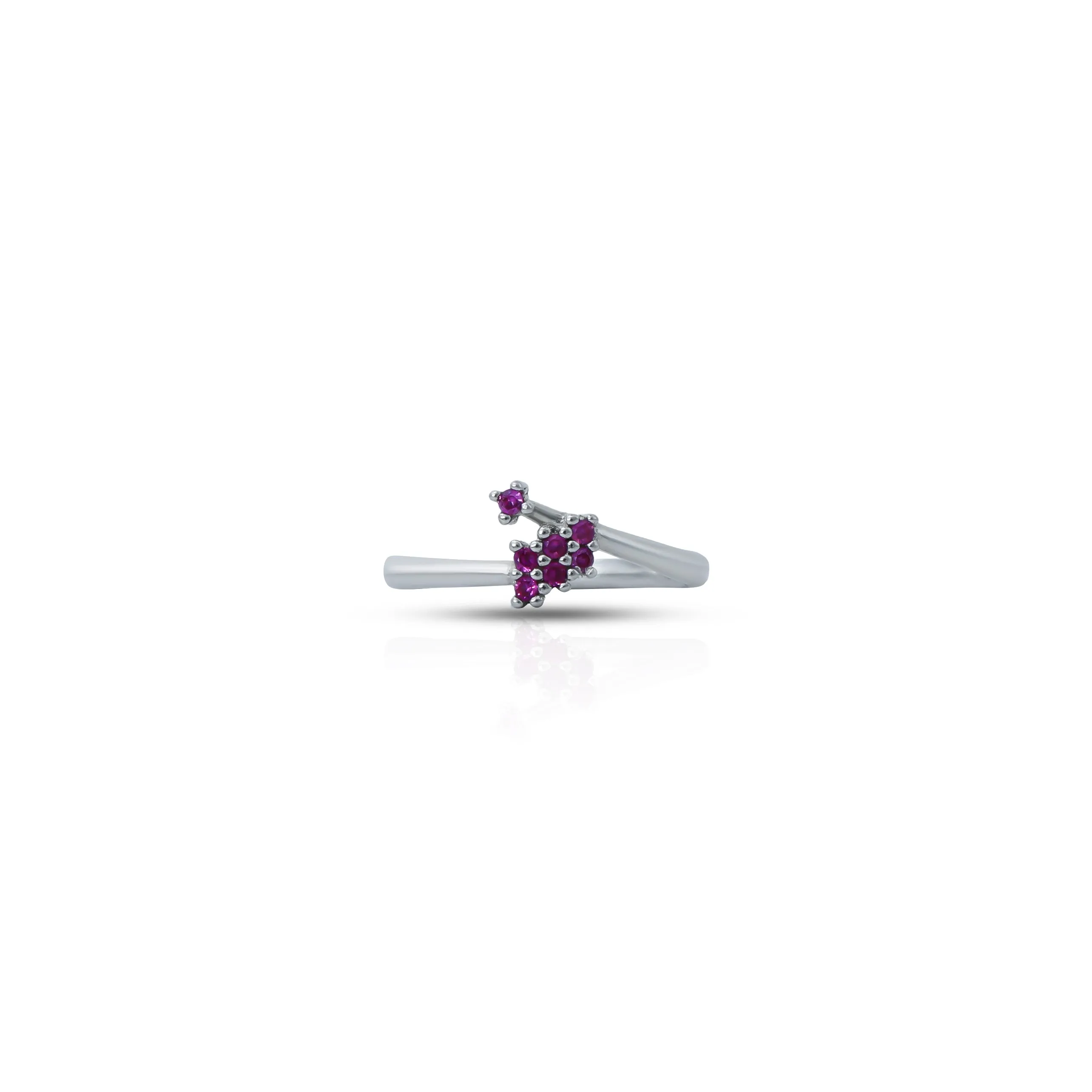 Beautiful Design Multiple Puple Stone Silver Ring