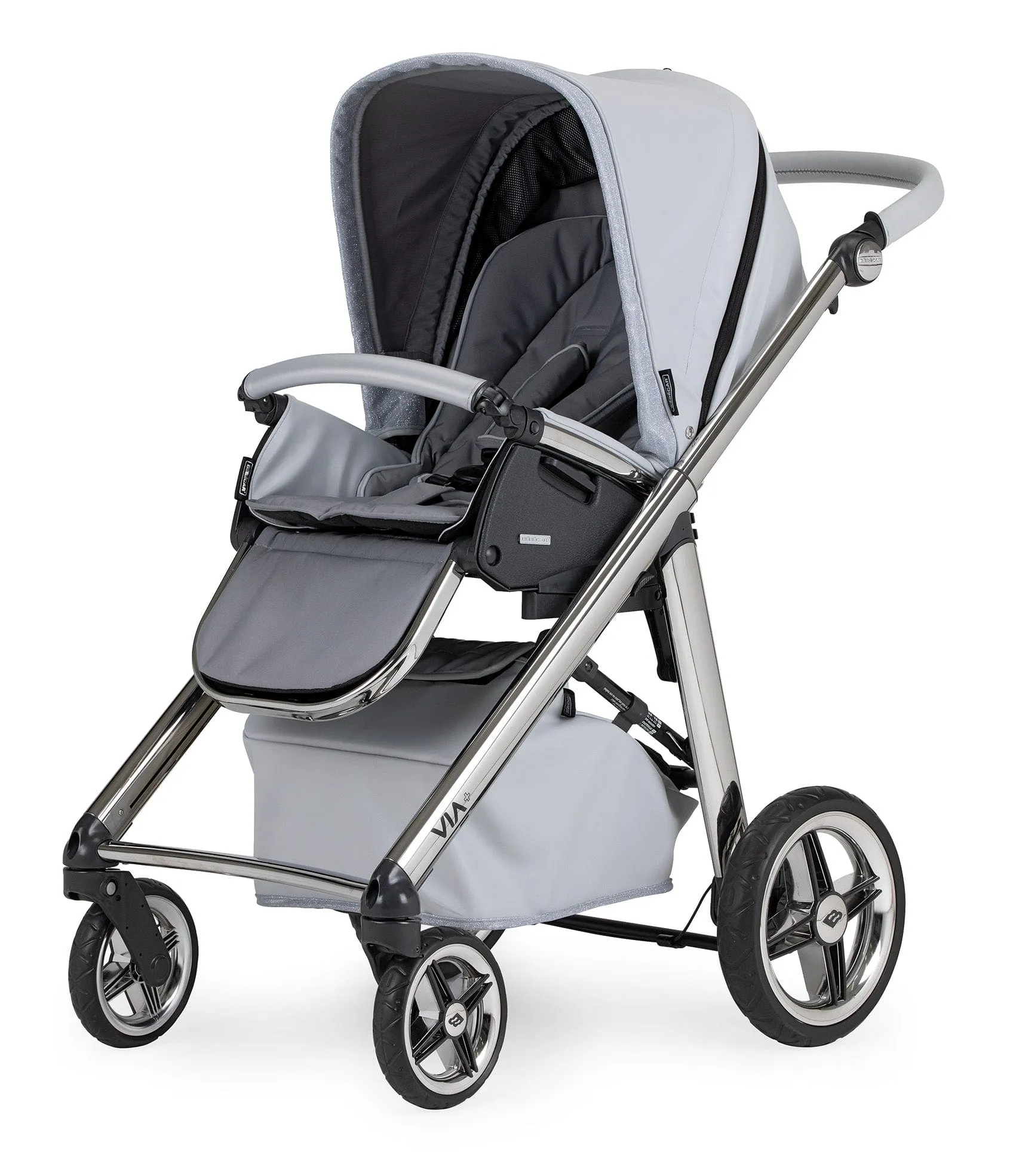 Bebecar Prive Via  Combination Pram, Raincover and LA3 Kit - Diamond Grey