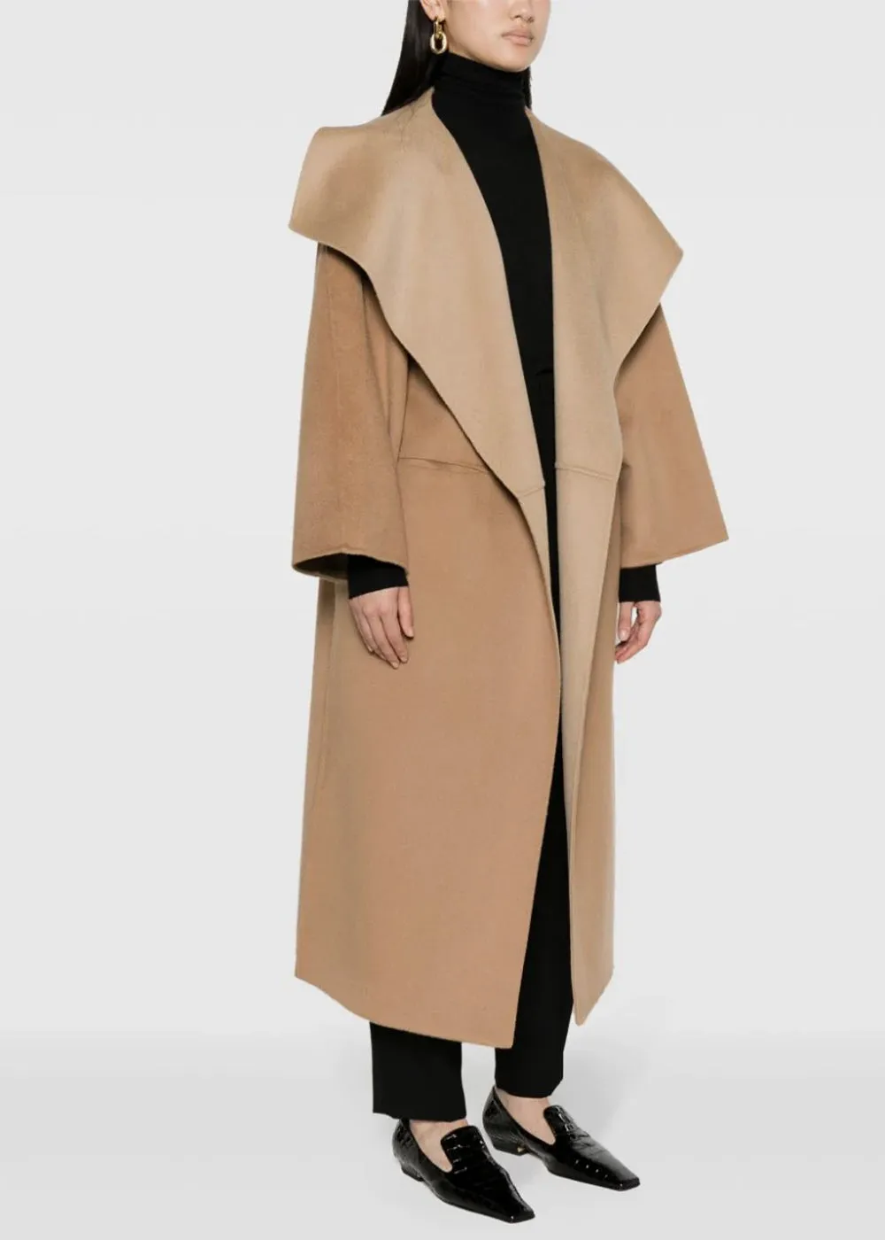 Beige Two-Tone Signature Wool Coat