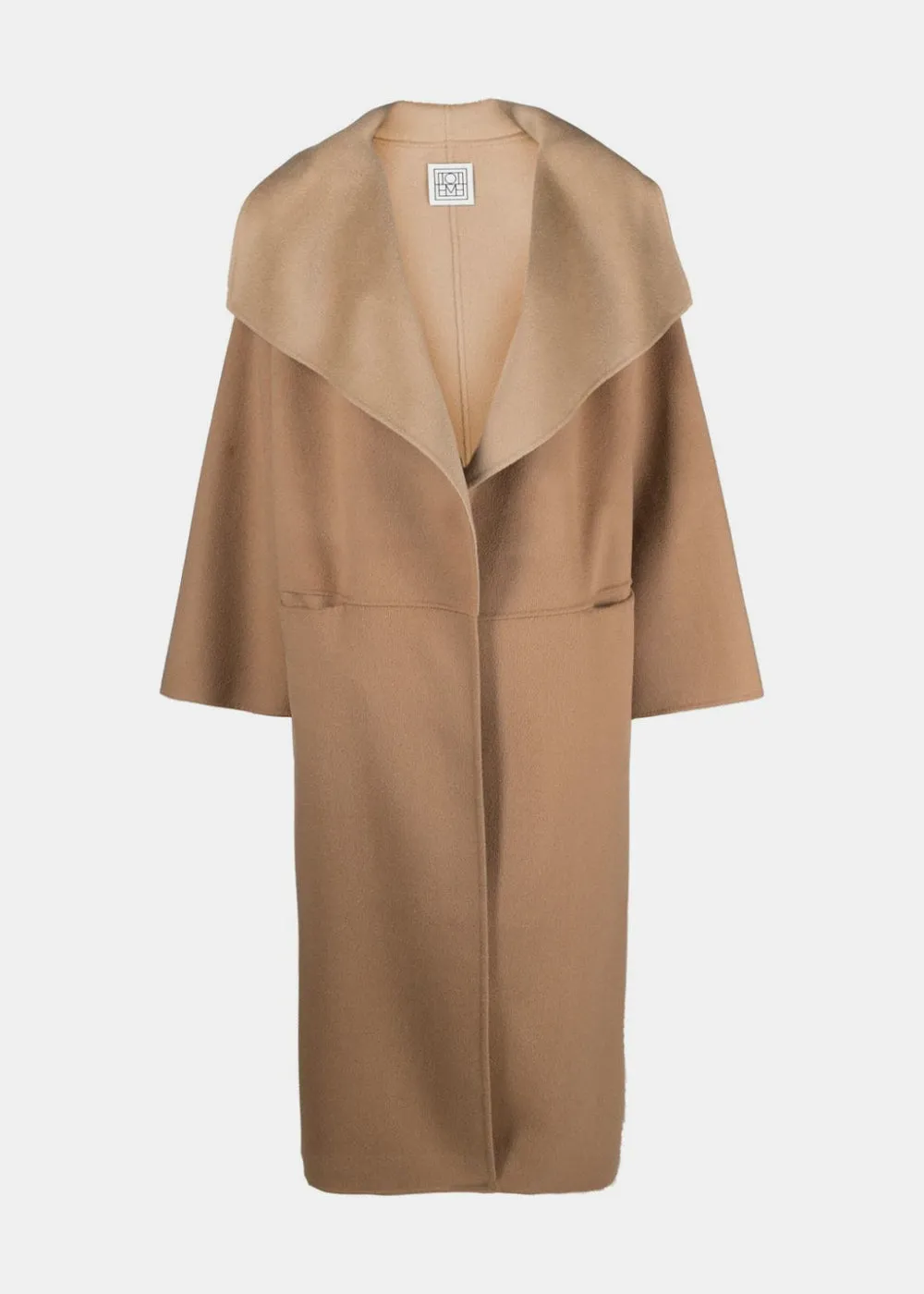 Beige Two-Tone Signature Wool Coat