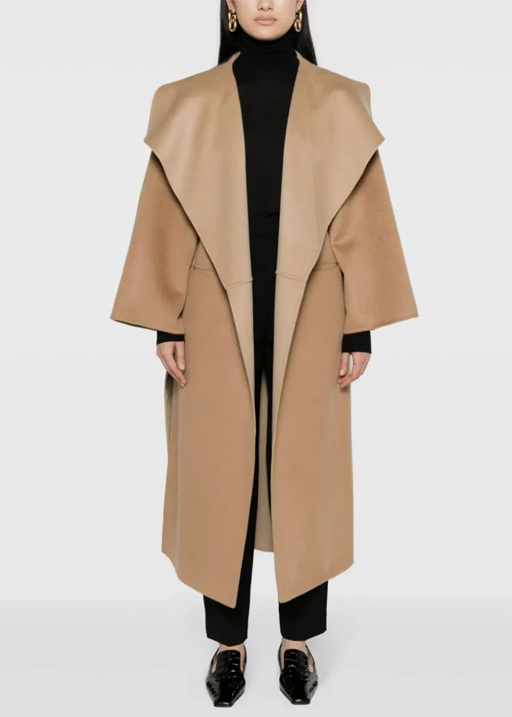 Beige Two-Tone Signature Wool Coat