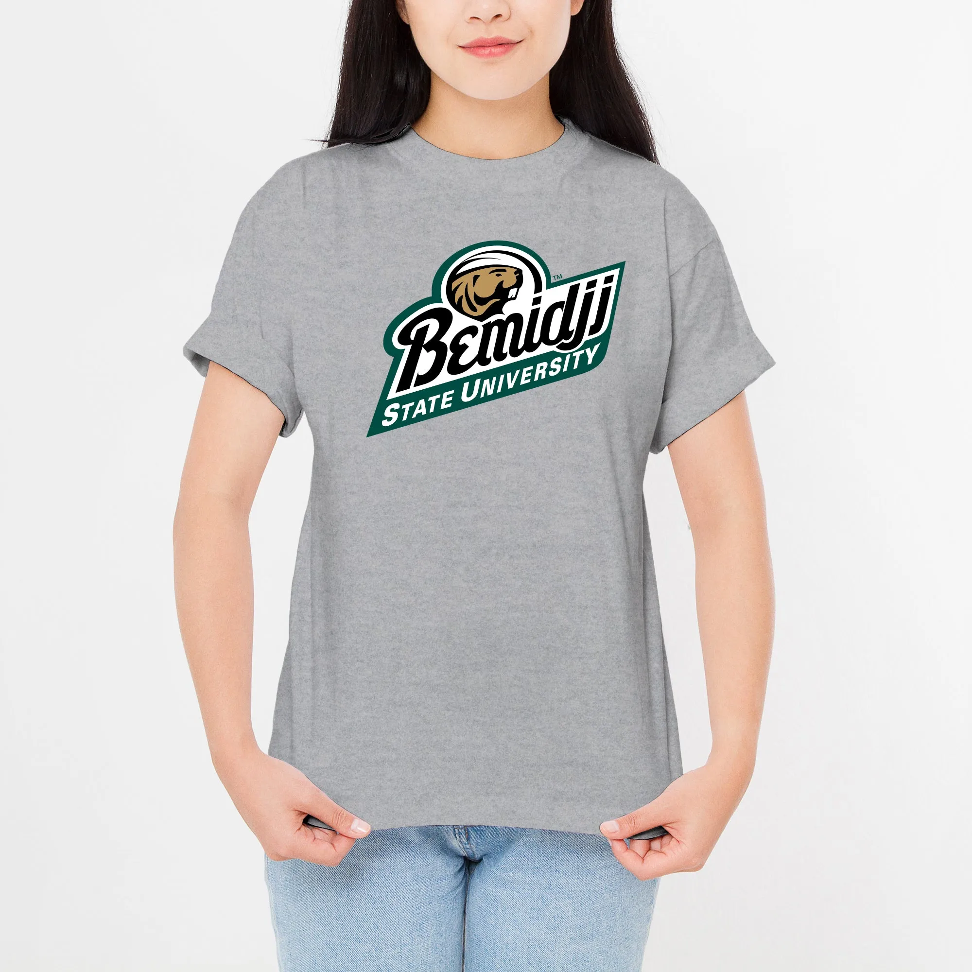 Bemidji State Beavers Primary Logo T Shirt - Sport Grey