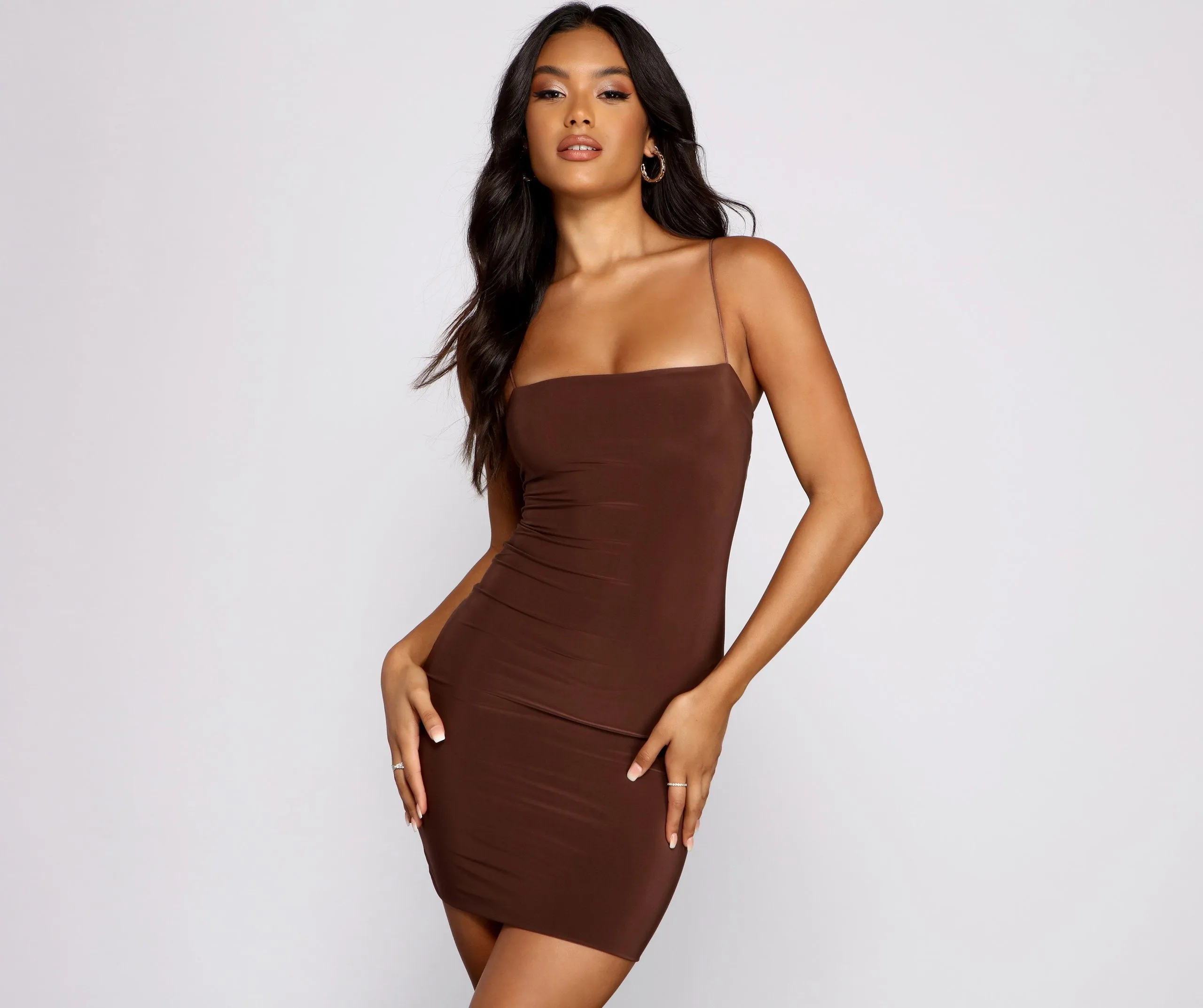 Best Life Square Charming Neck Mini Dress