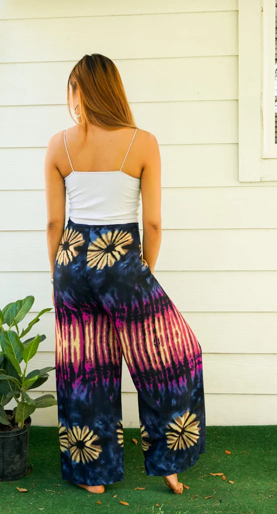 Black Dyed Palazzo Wrap Pants