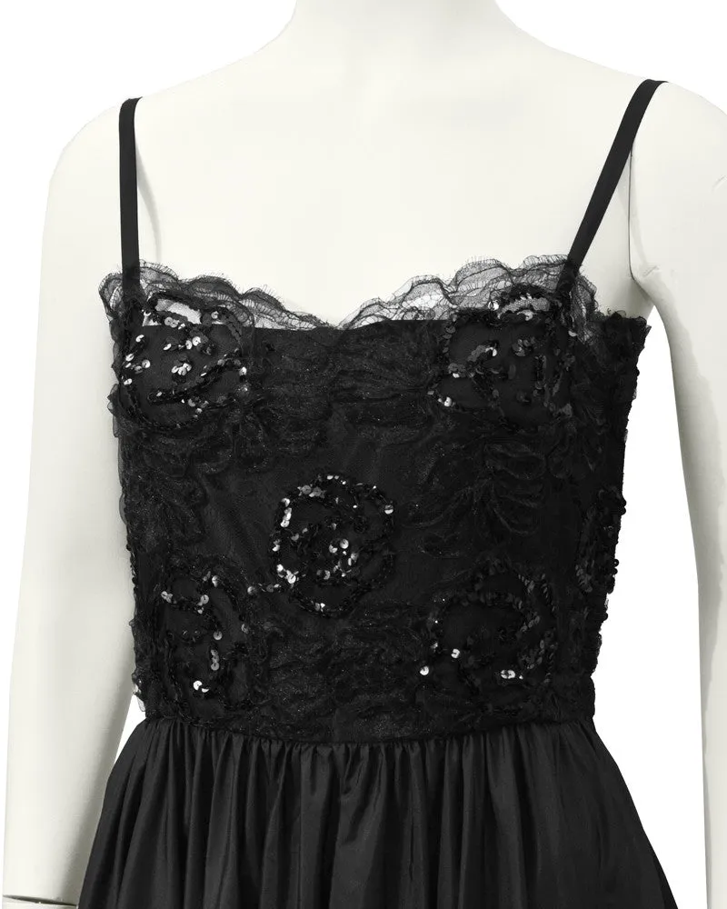 Black Lace Dress with Asymmetrical Hem