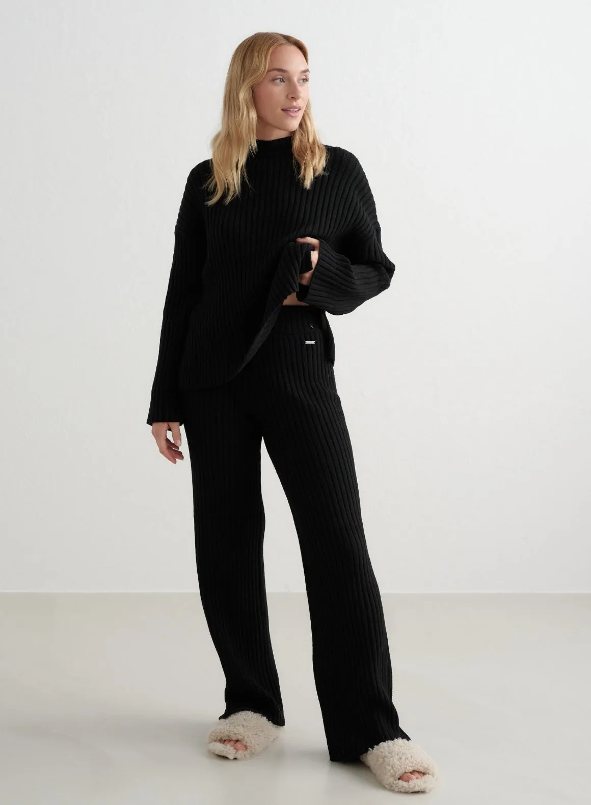 Black Rib Knit Pants