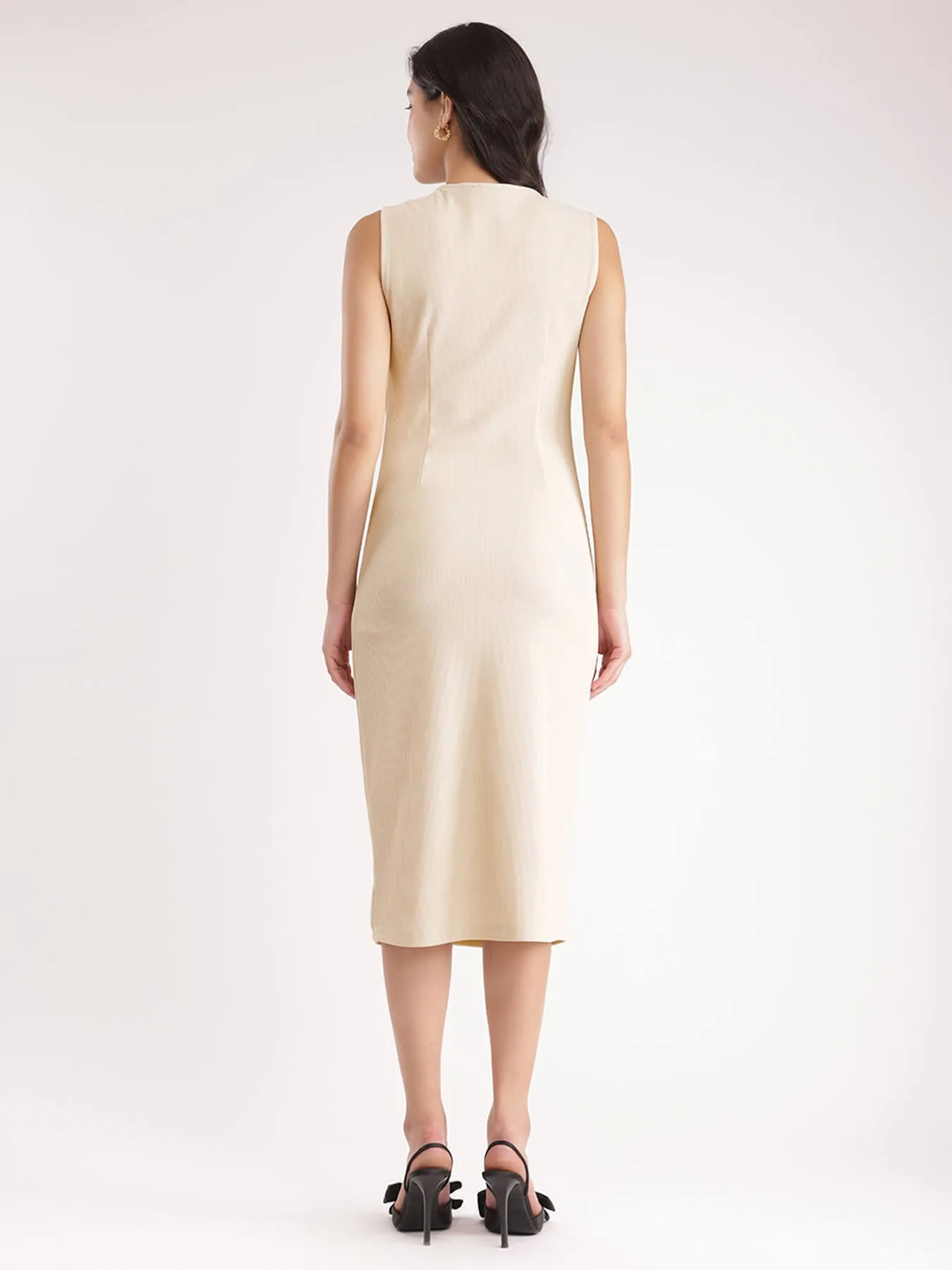 Bodycon Knitted Dress - Beige