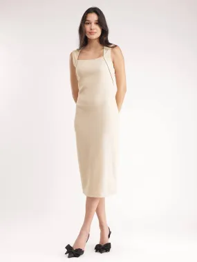 Bodycon Knitted Dress - Beige